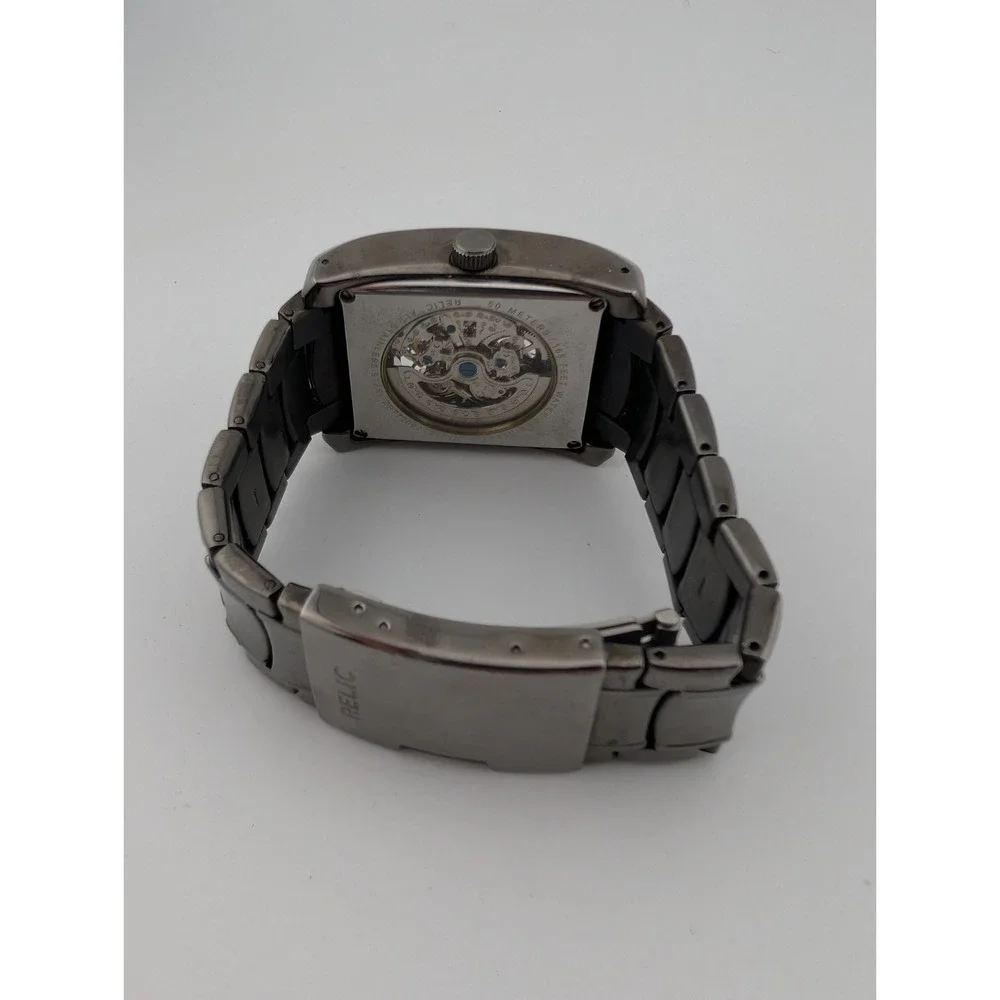 Relic Automatic Watch Men ZR77206 Skeleton Dial Gunmetal 7.25